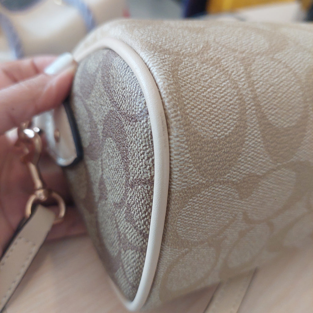 Coach Beige Signature Canvas Mini Rowan Crossbody Bag | Pre Loved |