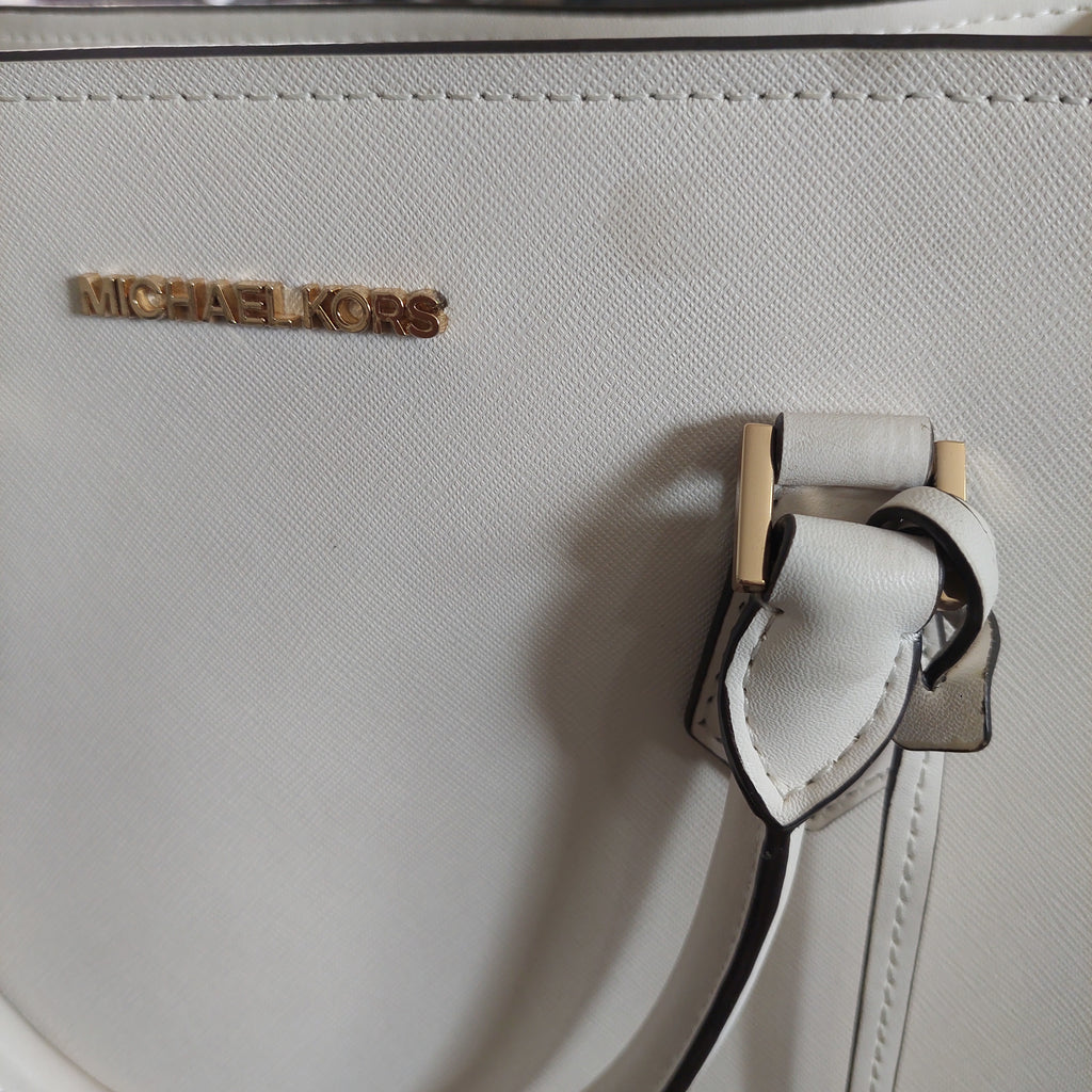 Michael Kors White “HOPE” Large Leather Satchel Bag | Pre Loved |