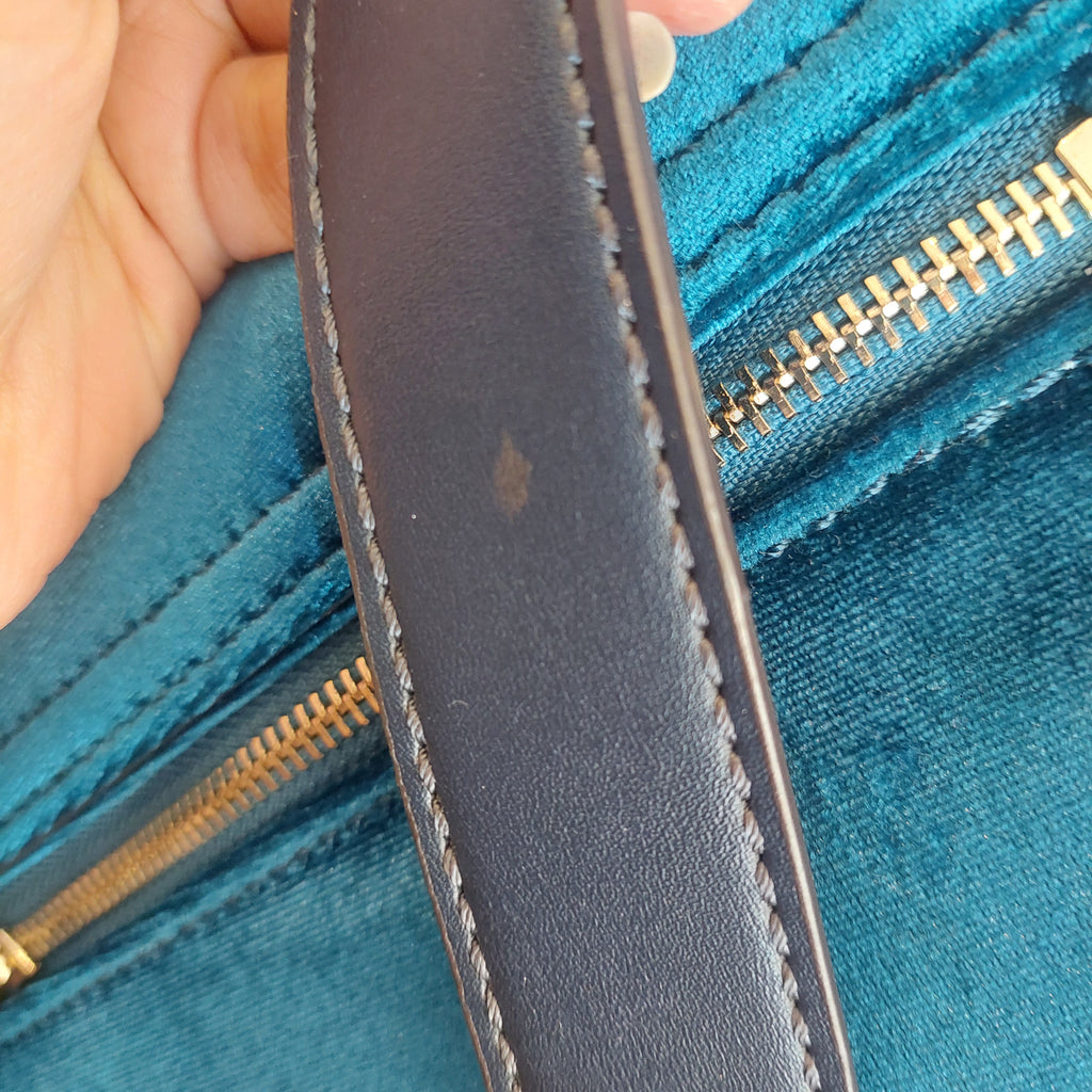 Guess Teal Vivi Velvet Top-Handle Flap Bag | Pre Loved |