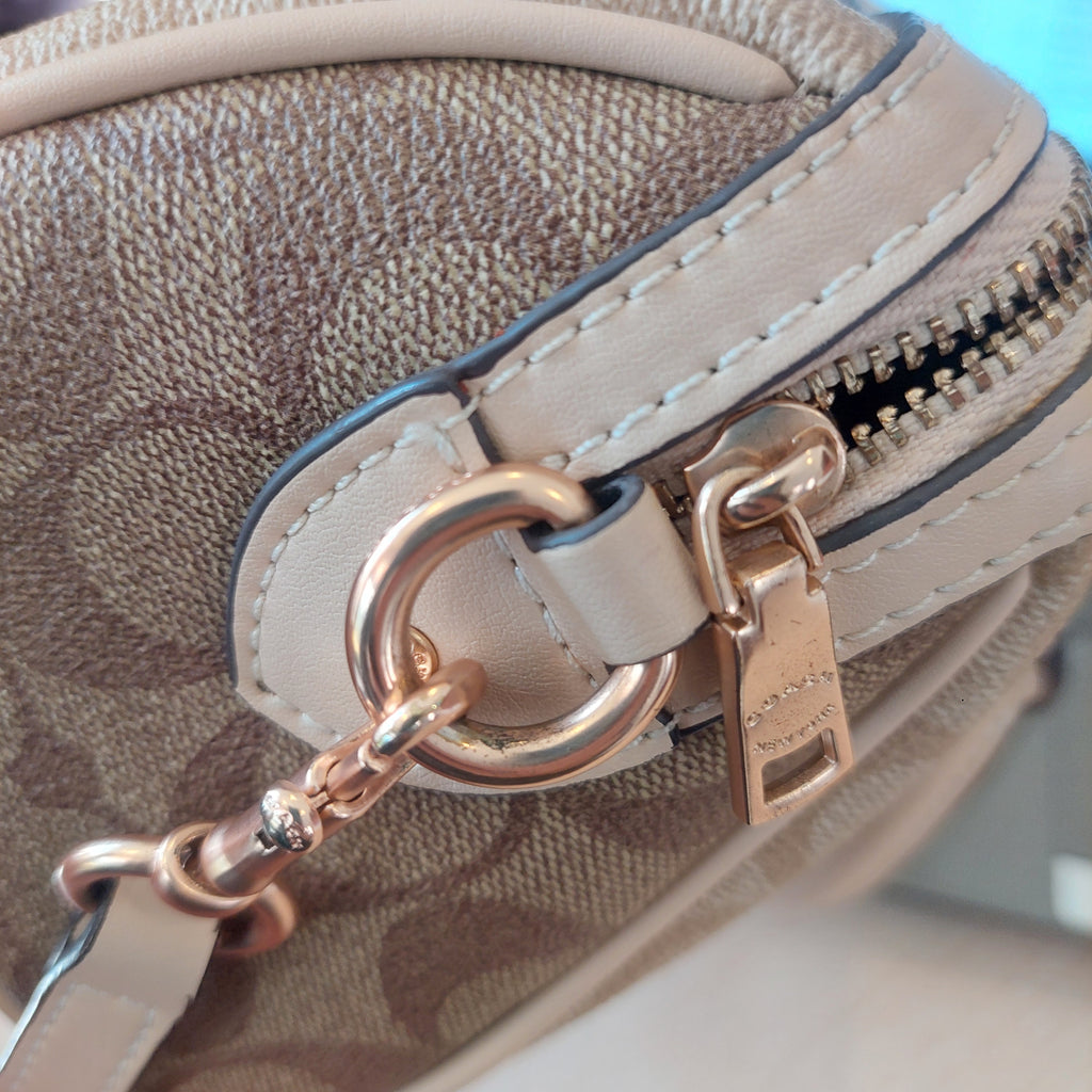 Coach Beige Signature Canvas Mini Rowan Crossbody Bag | Pre Loved |