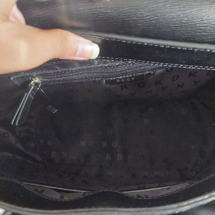 DKNY Black Medium Monogram Print Tote Bag | Gently Used |