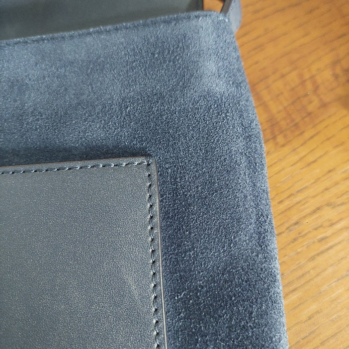 Tory Burch Royal Navy Leather & Suede Farrah Shoulder Bag | Gently Used |