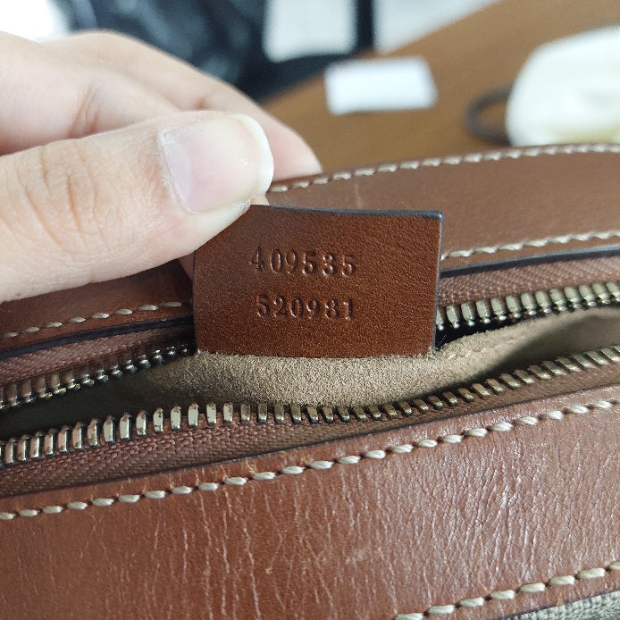 Gucci Brown/Beige GG Supreme Canvas and Leather Mini Chain Bag | Gently Used |