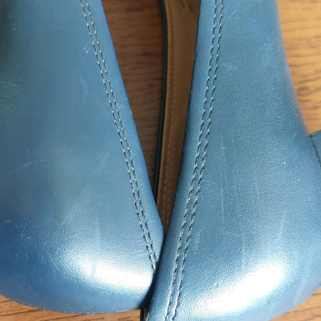 Tory Burch Navy Mini Miller Leather Logo Pumps | Pre Loved |