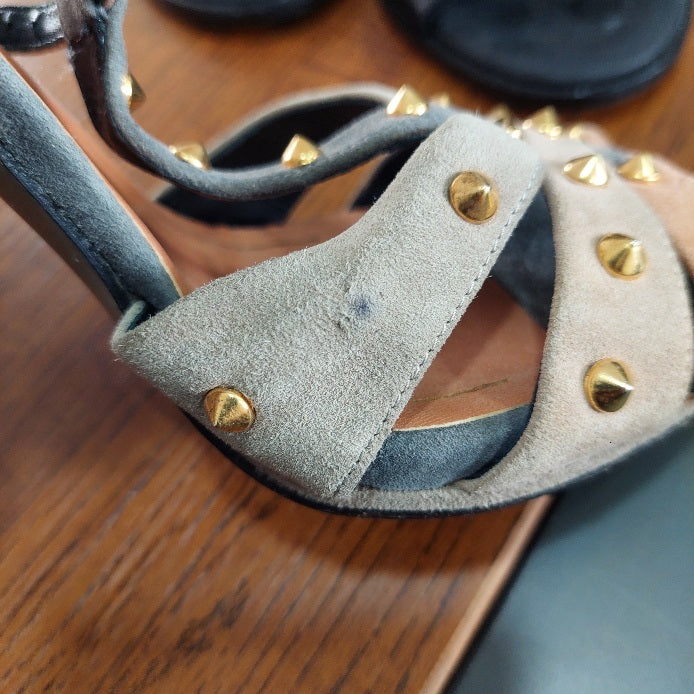 Gucci Multicolor Suede Studded Ankle Strap Sandals | Pre Loved |