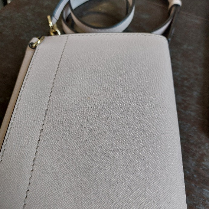 Michael Kors Powder Pink Leather Wallet On Chain Crossbody Bag | Pre Loved |