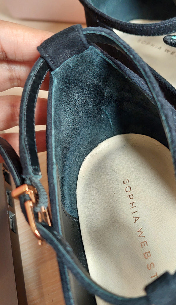 Sophia Webster Black & Multi Butterfly Suede Riva Pointed Flats | Pre Loved |
