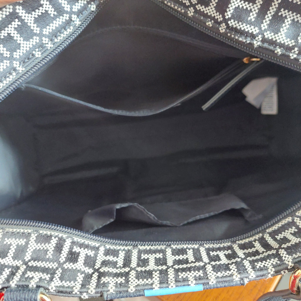 Tommy Hilfiger Navy Jacquard Monogram Tote Bag | Gently Used |