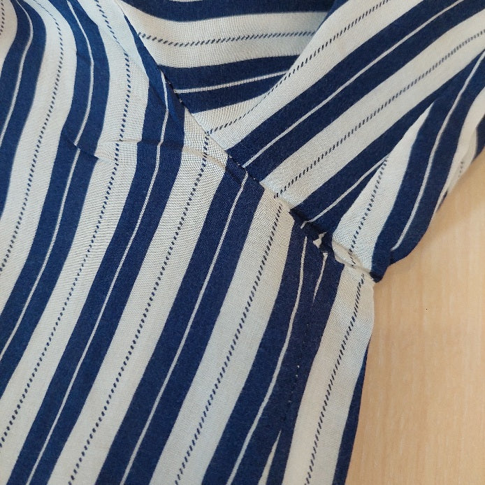 Stradivarius White & Blue Striped Collared Shirt | Gently Used |