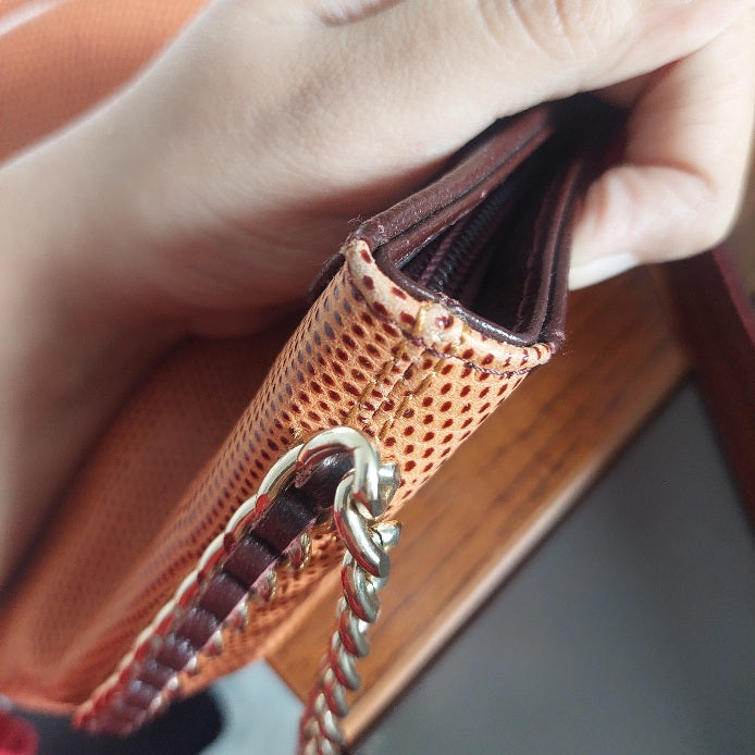 Jafferjees Orange Leather Small Shoulder Bag | Gently Used |