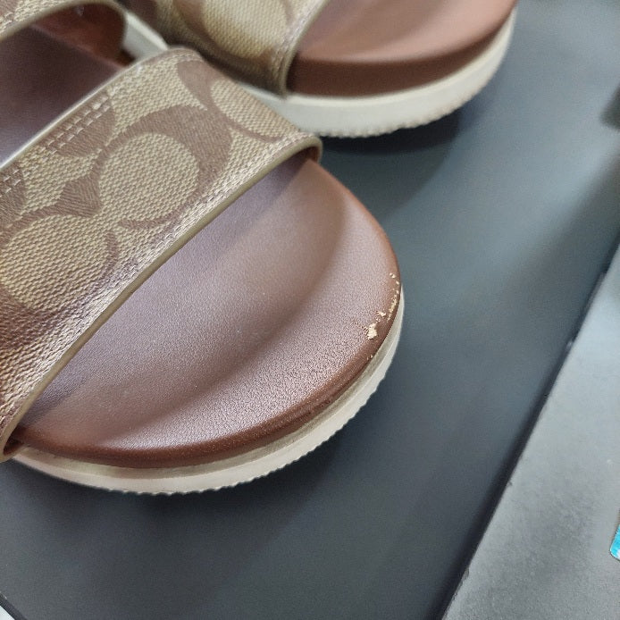 Coach Brown Monogram Signature Gwen Sandals | Pre Loved |