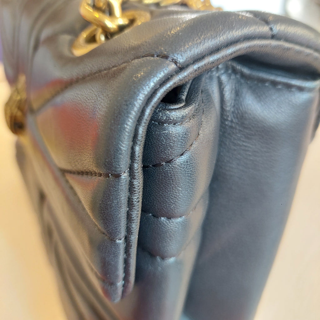 Kurt Geiger Kensington Black Union Jack Quilted Chunky Chain Shoulder Bag | Pre Loved |