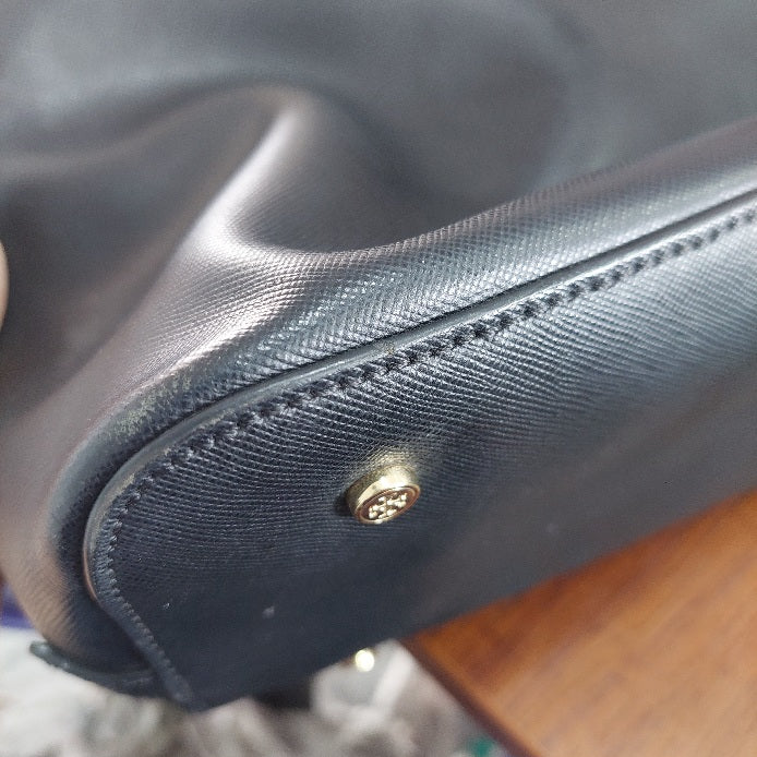Tory Burch Black Dome Leather Satchel Bag | Pre Loved |