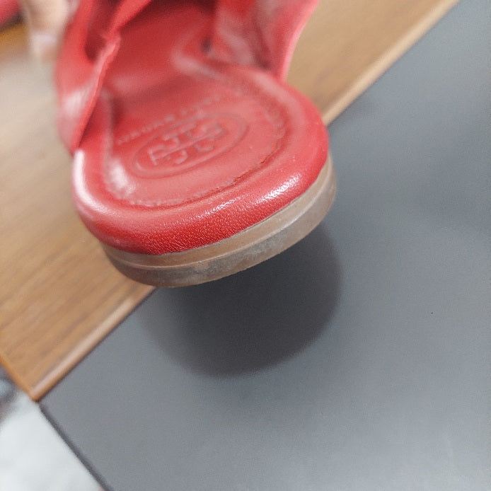 Tory Burch Red Leather 'Jolie' Slingback Flats | Pre Loved |