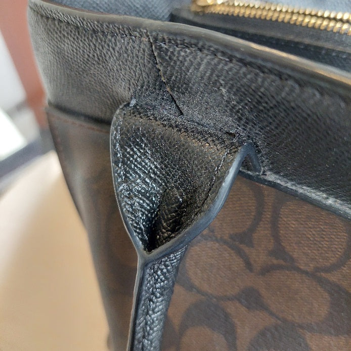 Coach Brown & Black Signature Coated Canvas 'Casey' Tote Bag | Pre Loved |