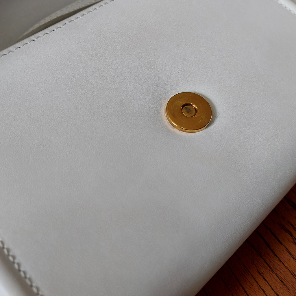 DOLCE & GABBANA White Gold Leather Amore Crossbody Bag | Pre Loved |