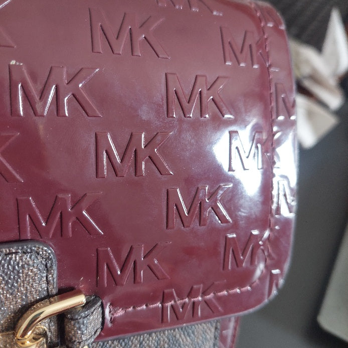Michael Kors Merlot & Brown Monogram Heather Shoulder Bag | Pre Loved |