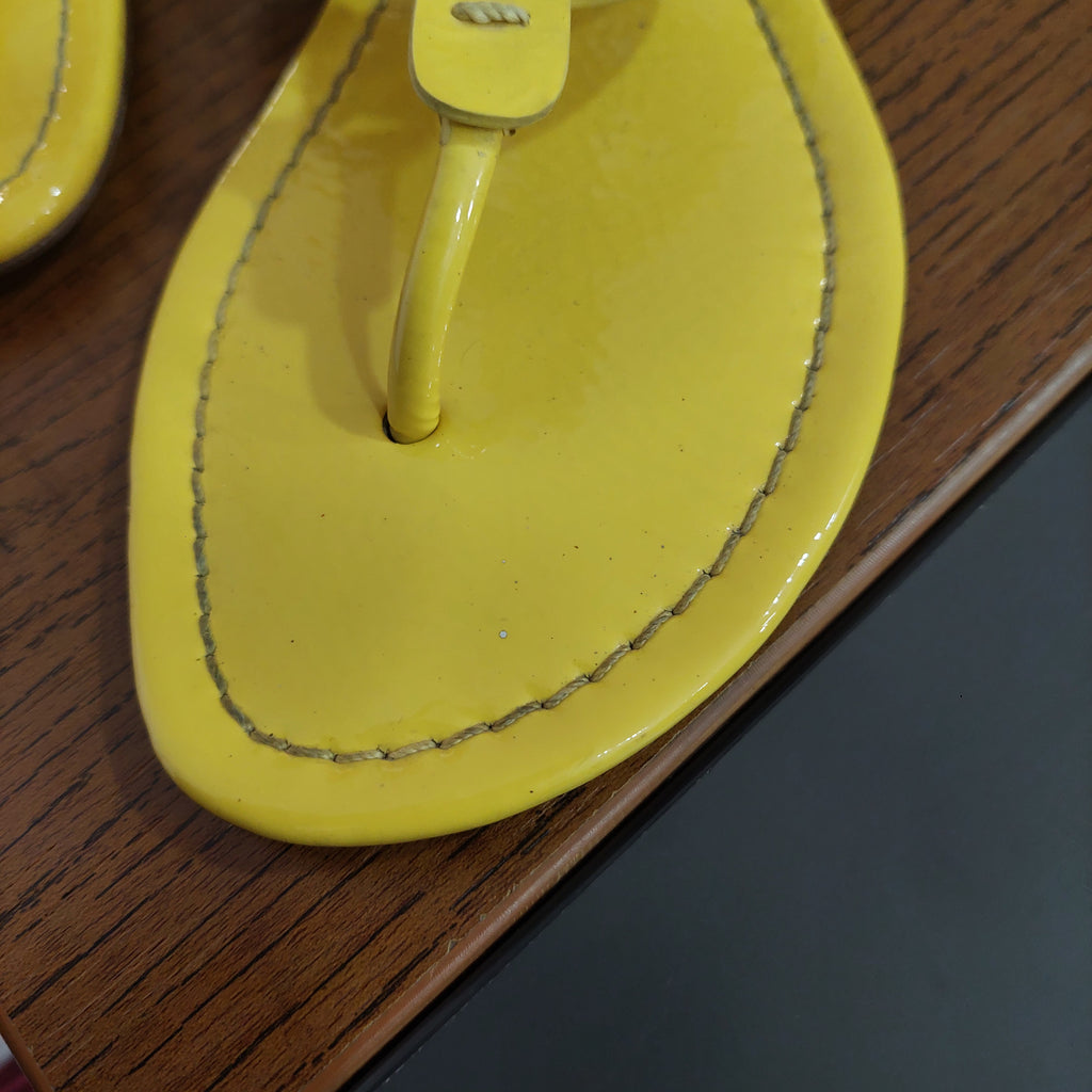 Tory Burch Yellow Patent Leather 'Miller' Sandals | Gently Used |