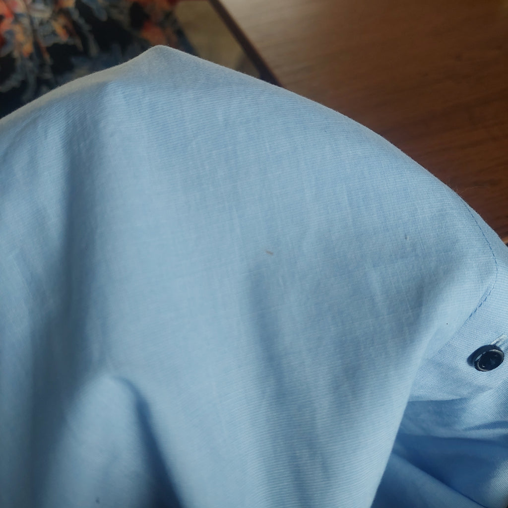 Zara Blue Collared Striped Detail Shirt | Gently Used |