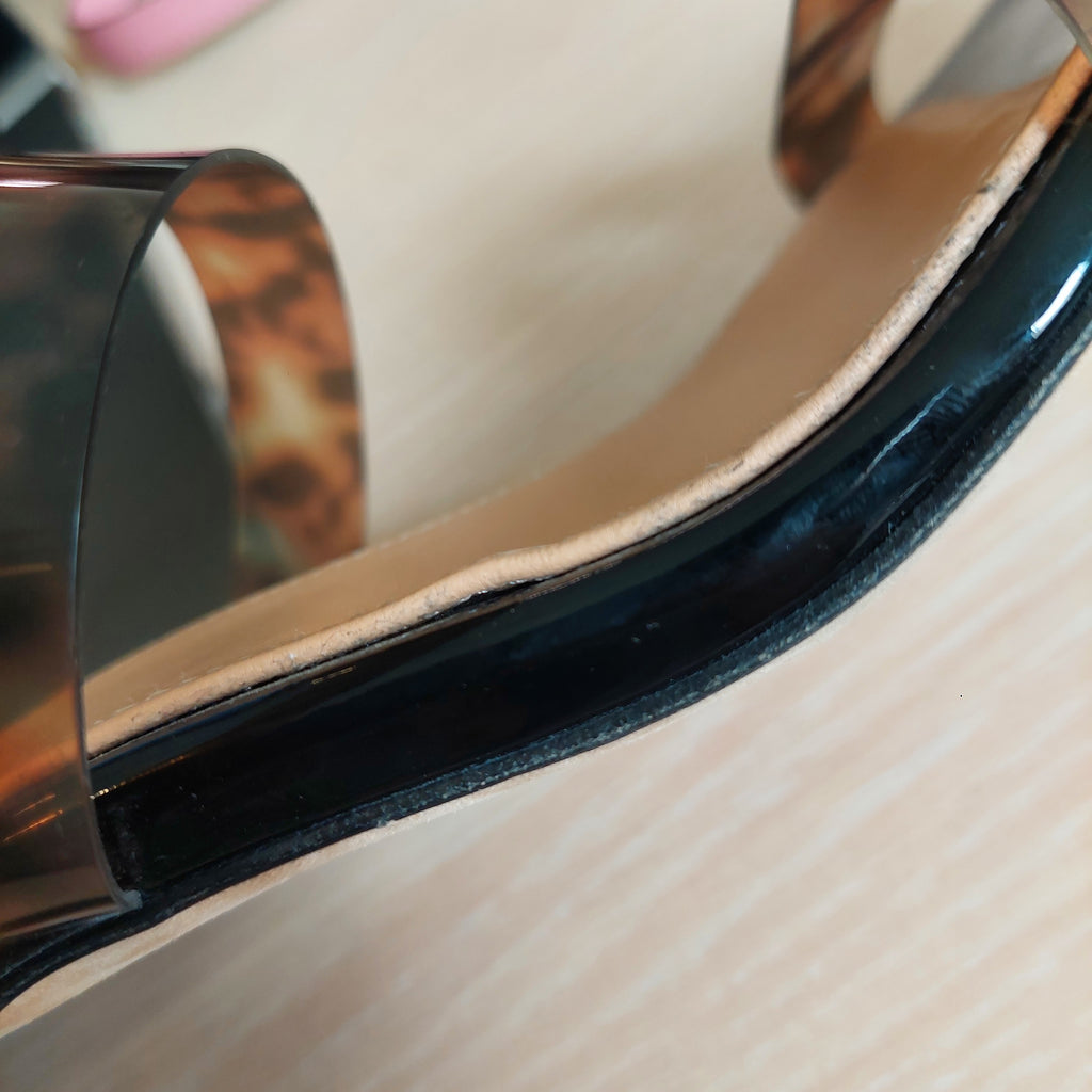 Dear Frances Black Patent Tortoise Shell Strappy Heels | Pre Loved |