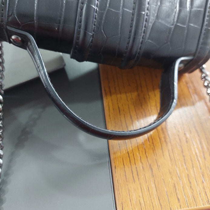Zara Black Crocodile Patterned Faux Leather Mini City Crossbody Bag | Pre Loved | - Secret Stash