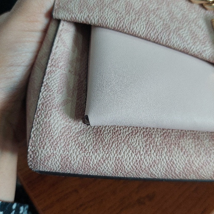 Michael Kors Ballet Pink Leatherette & Canvas Monogram Lita Crossbody Bag | Gently Used |