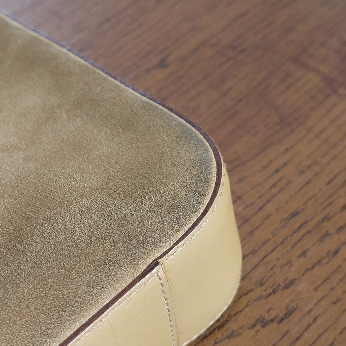 Gucci Brown Suede Leather Trimmed Shoulder Bag | Pre Loved |