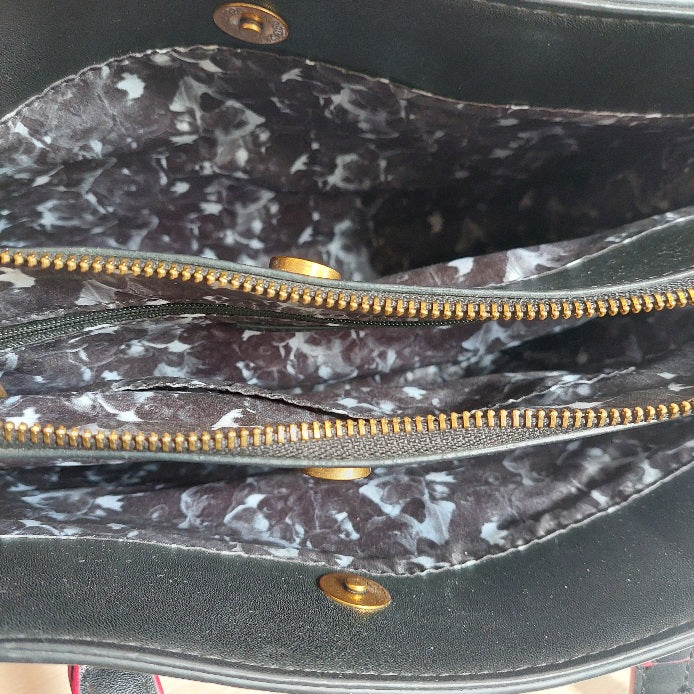 Betsey Johnson Black Frenchie 3-Compartment Satchel Bag | Pre Loved |