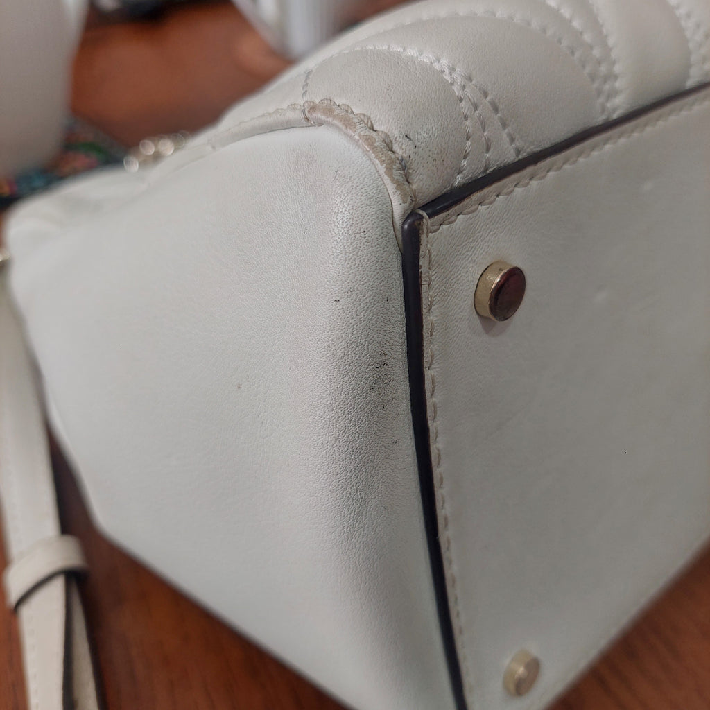 Kate Spade White Meena Leather Briar Lane Quilted Shoulder Bag | Pre Loved |