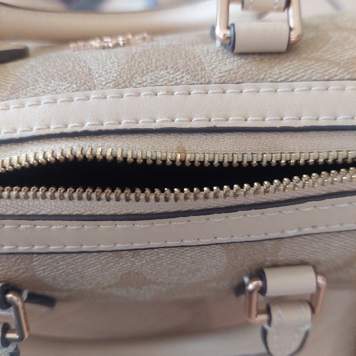 Coach Beige Signature Canvas Mini Rowan Crossbody Bag | Pre Loved |