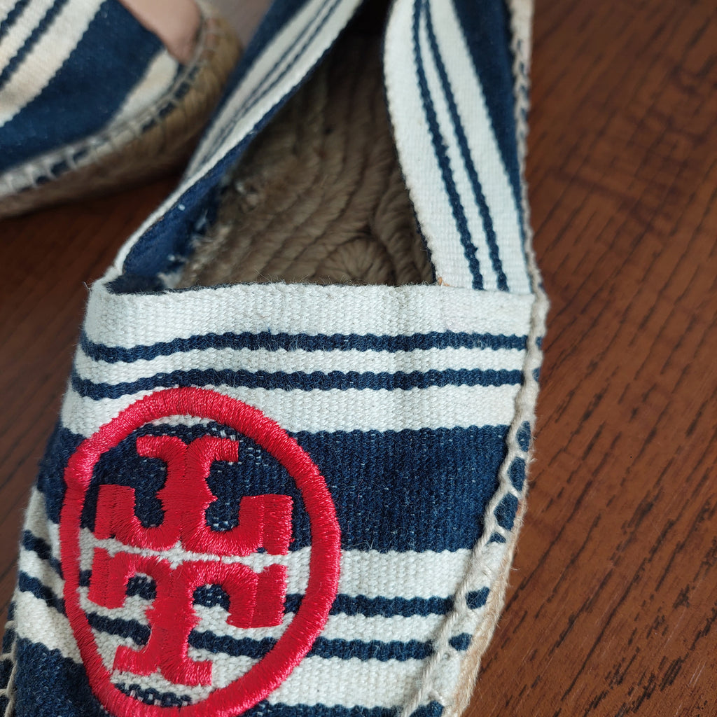 Tory Burch Red, White And Blue Espadrilles | Pre Loved |