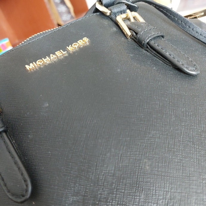 Michael Kors Black Ciara Large Saffiano Leather Satchel Bag | Pre Loved |