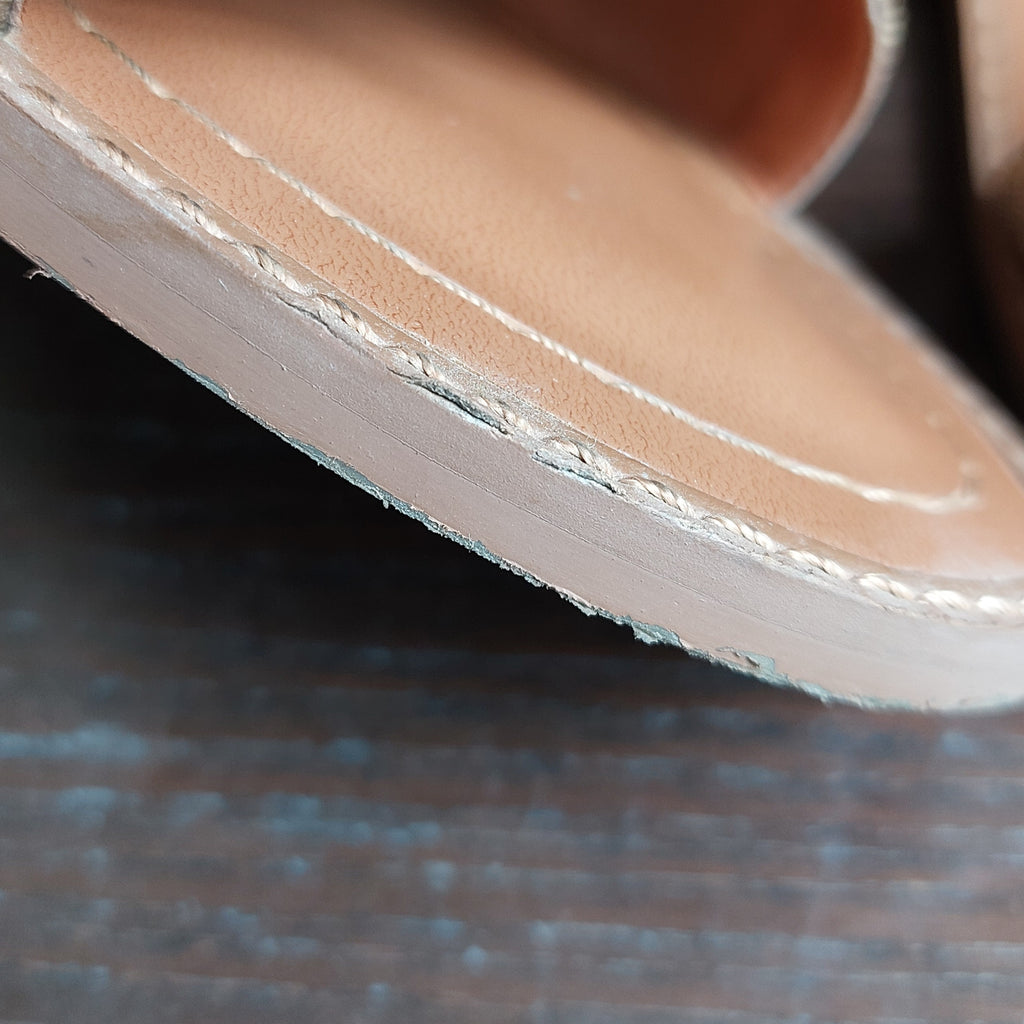 Coach Khaki Leather 'Hallie' Signature Sandals | Gently Used |