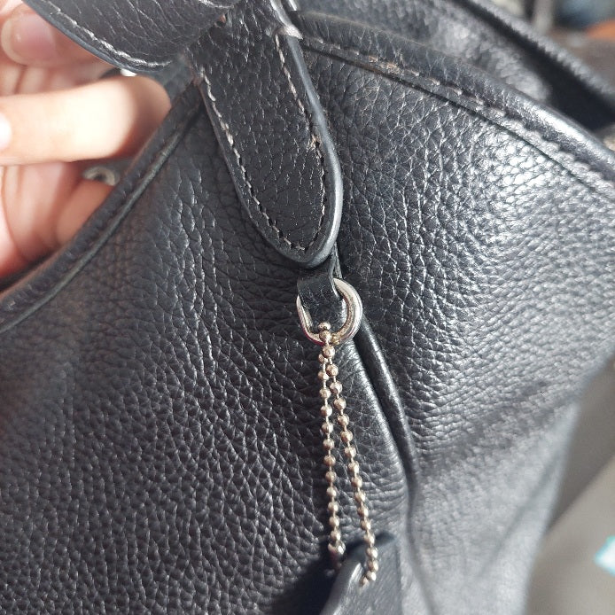 Coach Black Pebbled Leather “Meadow” Shoulder Bag | Pre Loved |