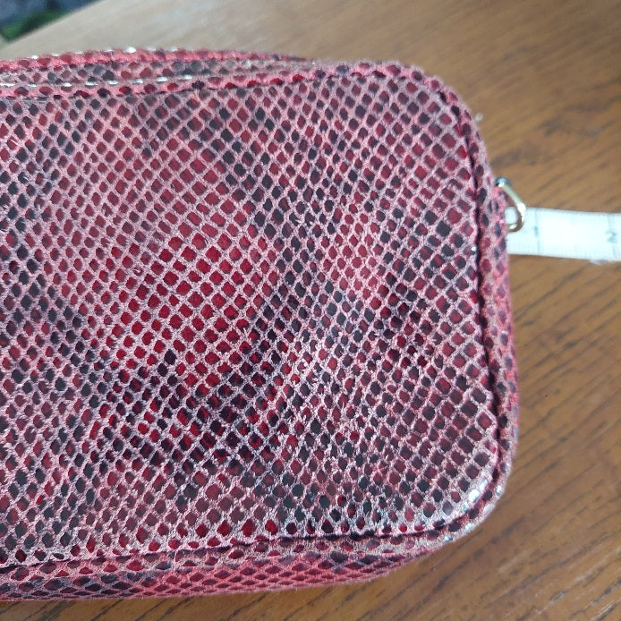 Michael Kors Red Leather Python Pattern Small Crossbody Bag | Pre Loved |