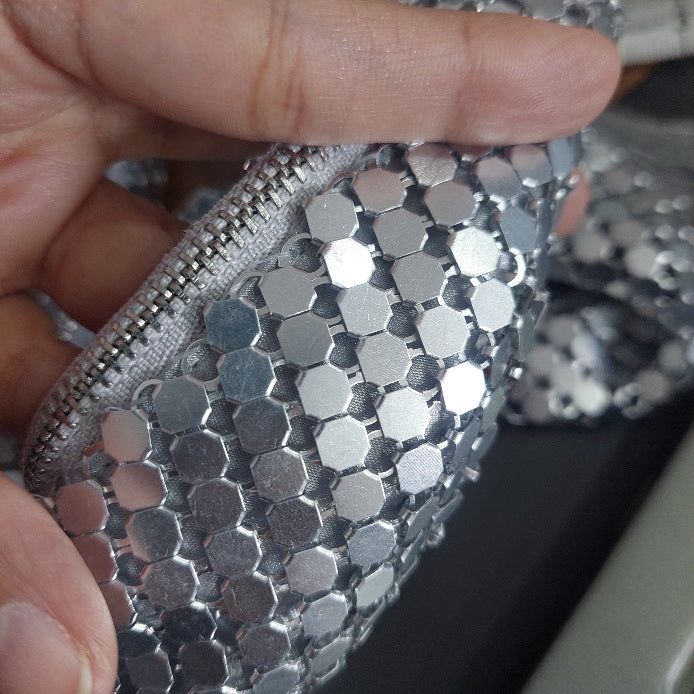 ZARA Silver Metallic Mesh Mini Bag | Gently Used |