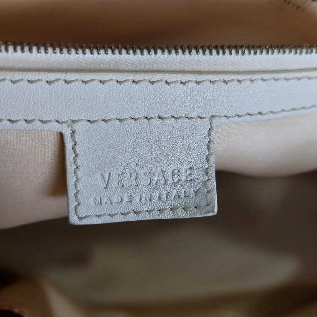 Versace White Leather Studded Handbag | Pre Loved |
