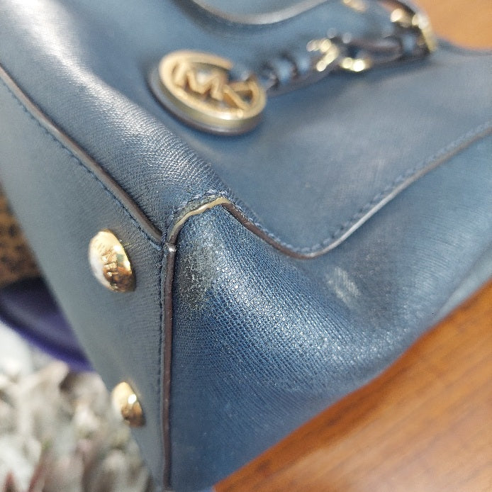 Michael Kors Navy Leather Handbag | Pre Loved |