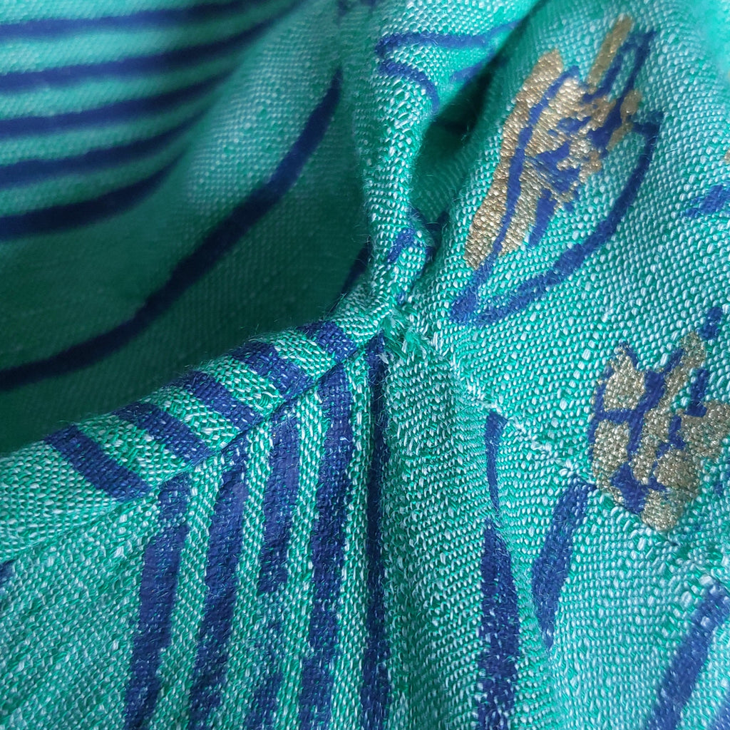 Blocked Green Gold & Blue Leaf Printed Kurta | Pre Loved |