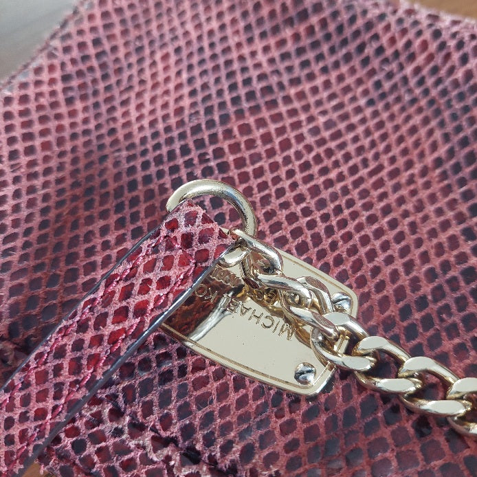 Michael Kors Red Leather Python Pattern Small Crossbody Bag | Pre Loved |