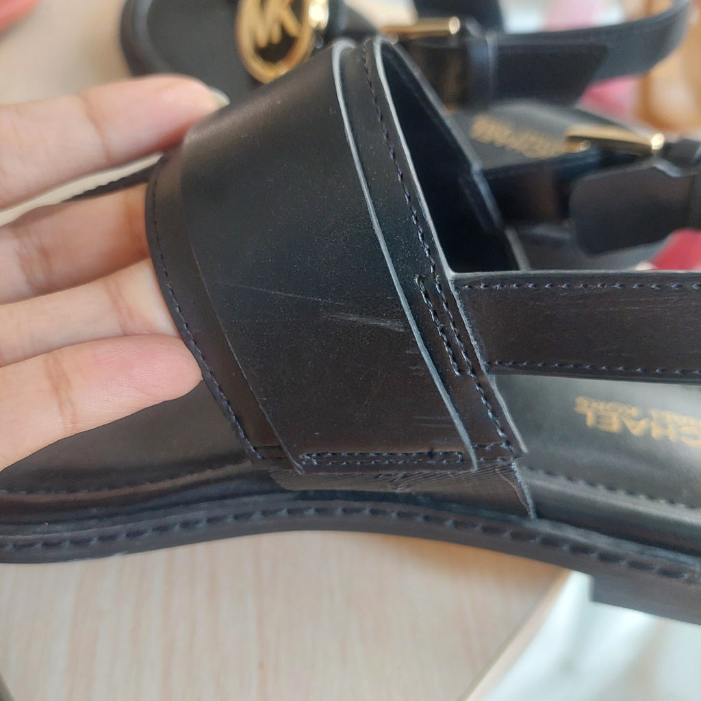 Michael Kors Black Leather 'Carmen' Sandals | Gently Used |