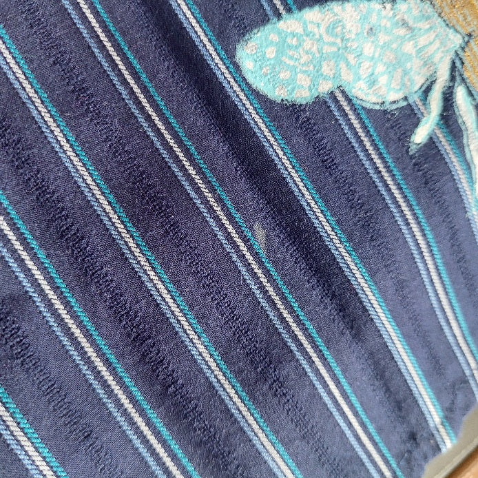 Blocked Dark Blue Striped Bee Printed Kurta | Pre Loved |
