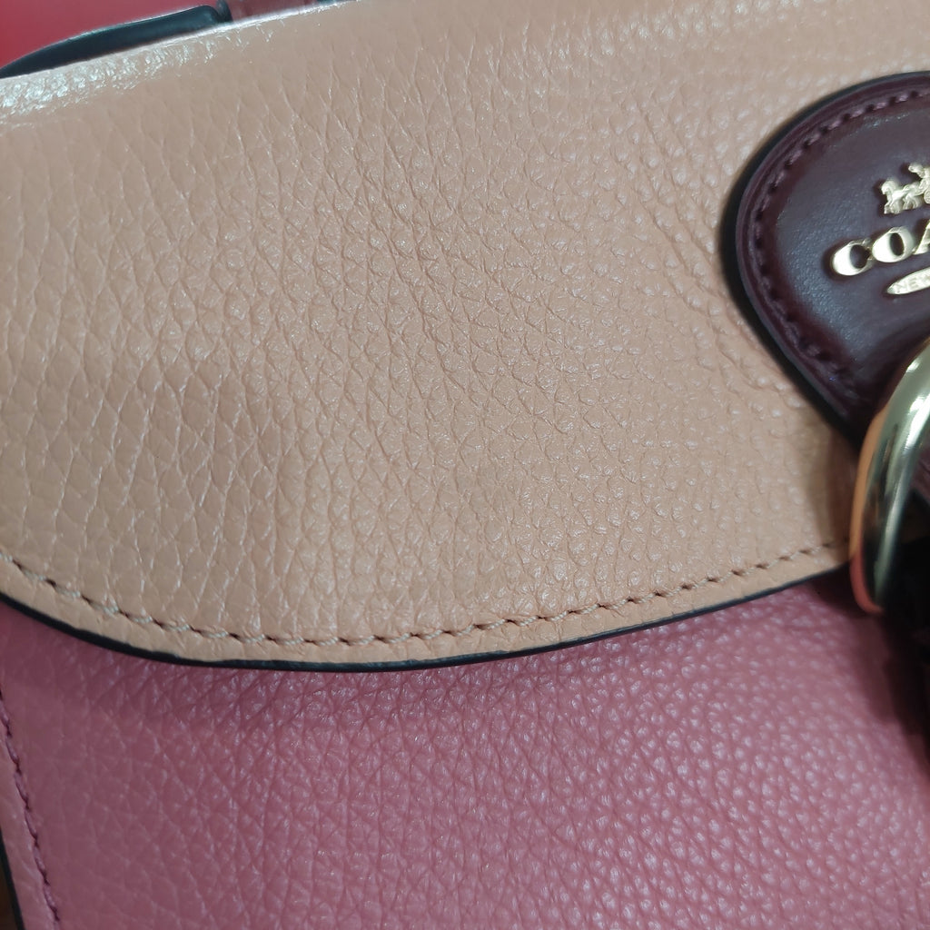 Coach Faded Blush Multi Kleo Pebble Leather Top Handle Crossbody Bag | Gently Used |