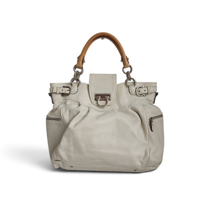 Salvatore Ferragamo White Leather Marisa Satchel Bag | Pre Loved |