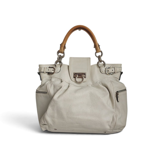 Salvatore Ferragamo White Leather Marisa Satchel Bag | Pre Loved |