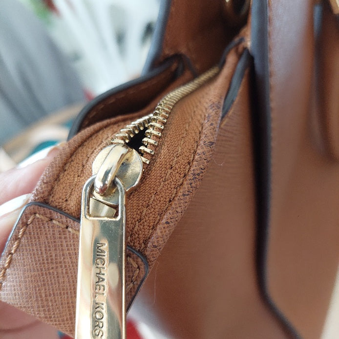Michael Kors Selma Tan Leather Satchel Bag | Pre Loved |