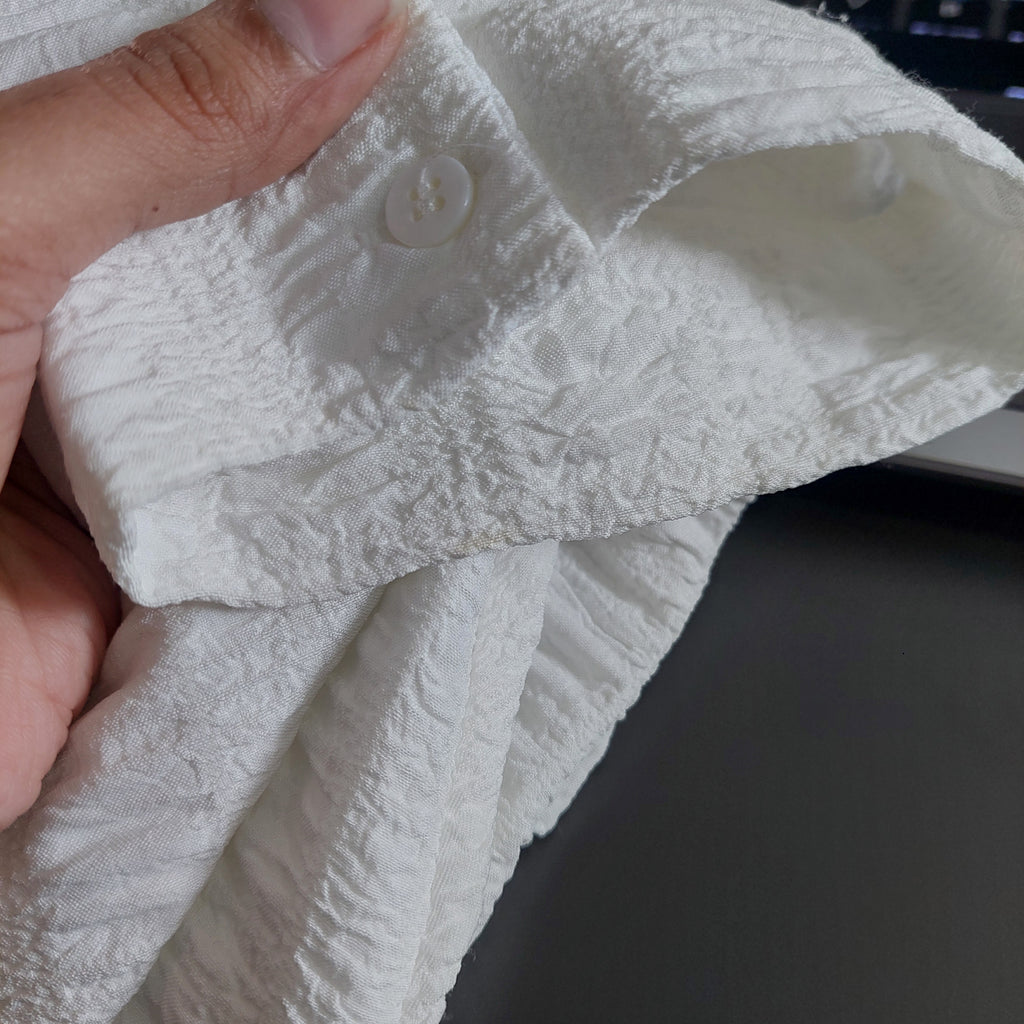 Zara White Textured Knee Length Frock | Gently Used |