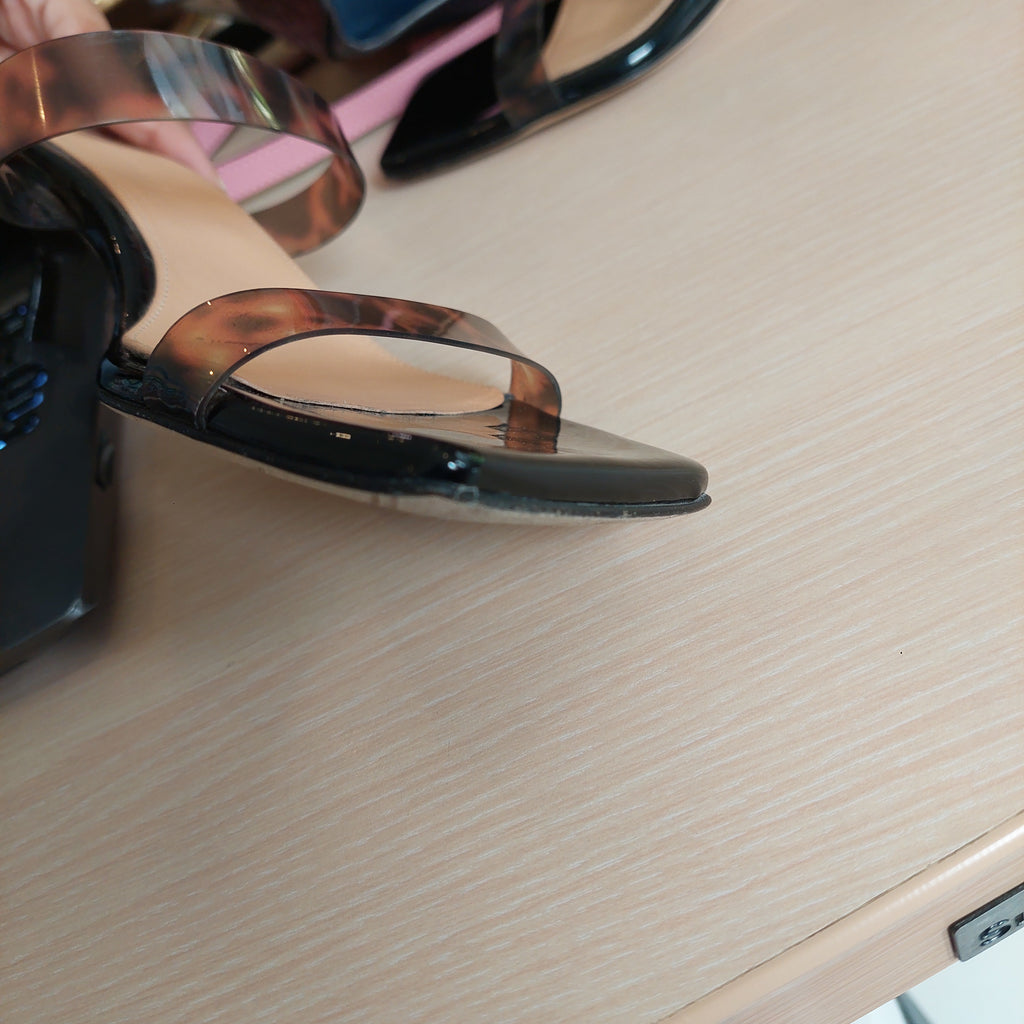 Dear Frances Black Patent Tortoise Shell Strappy Heels | Pre Loved |