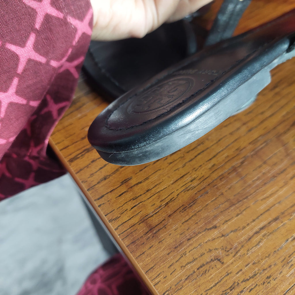 Tory Burch Black Leather 'Miller' Sandals | Pre Loved |