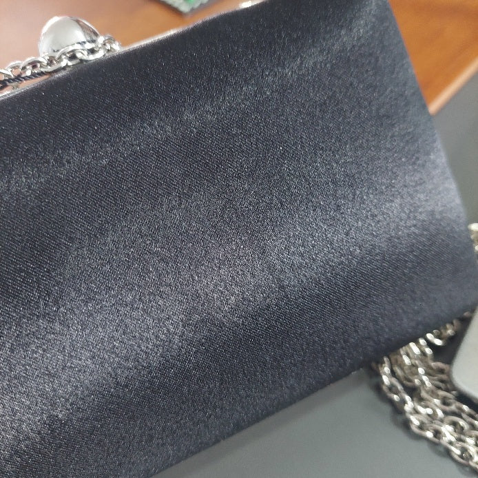 Splash Black Embellished Satin Clutch | Brand New |